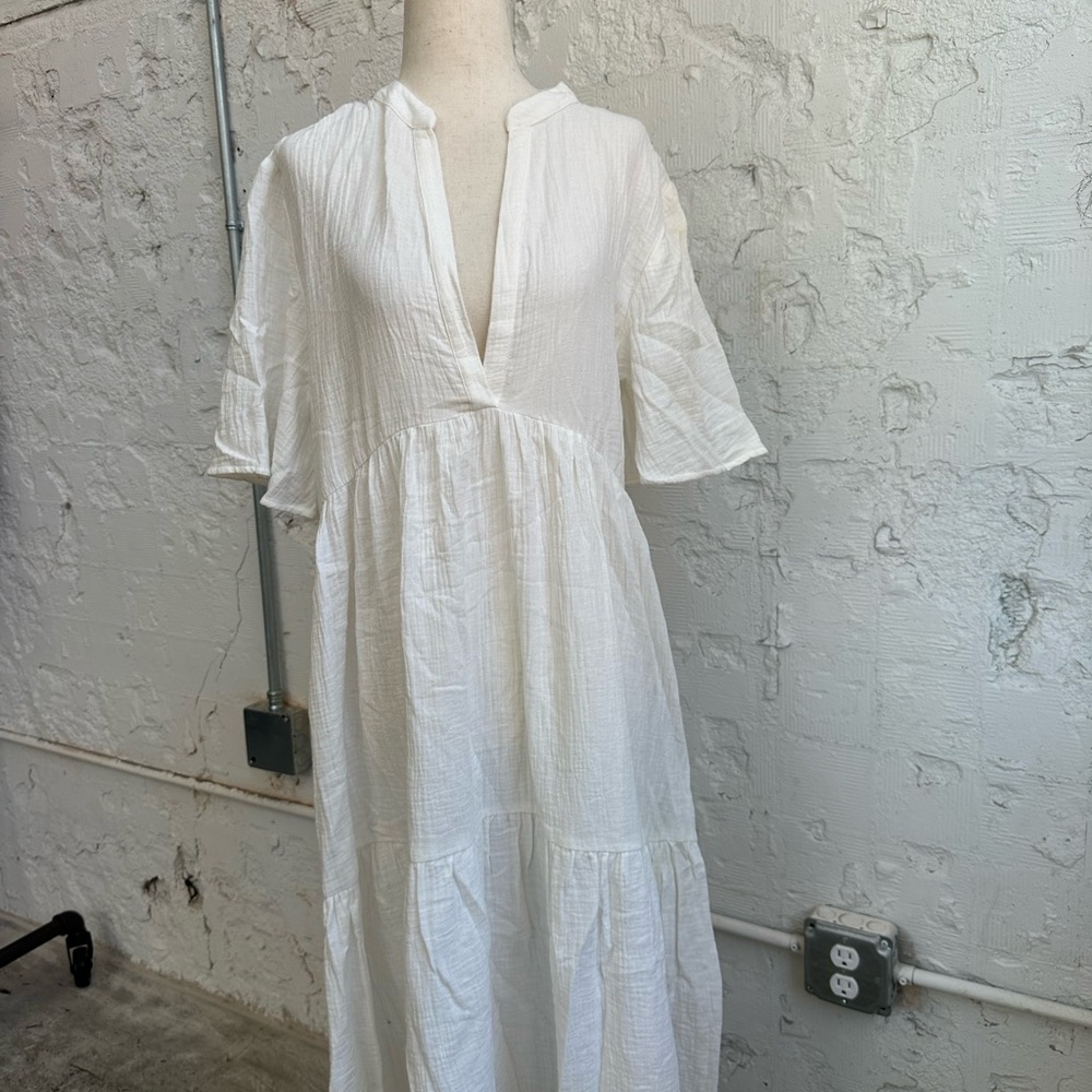 Anthropologie Cream Lightweight Gauze Dress